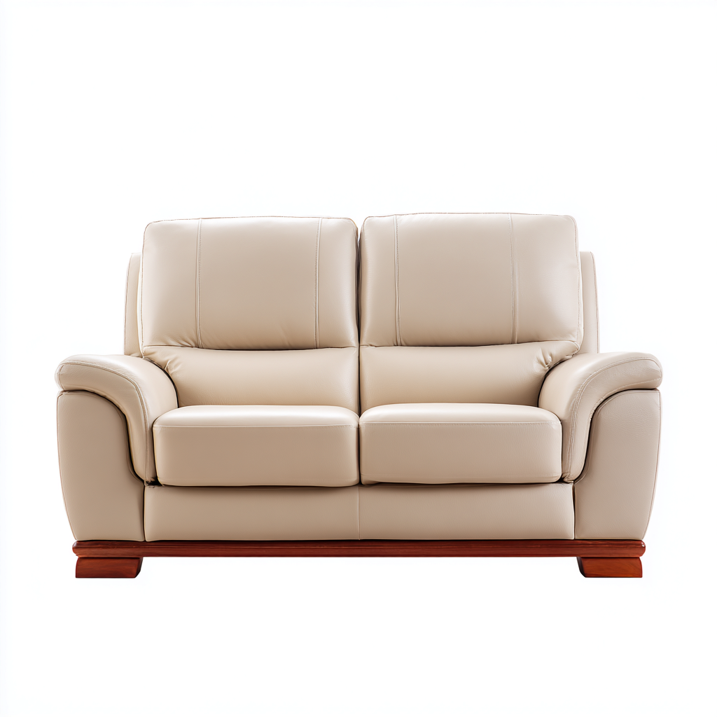 Sofás de 2 plazas cuero sintético 160x90x95 cm - beige - diseño clásico para salón-Javoraiahouse