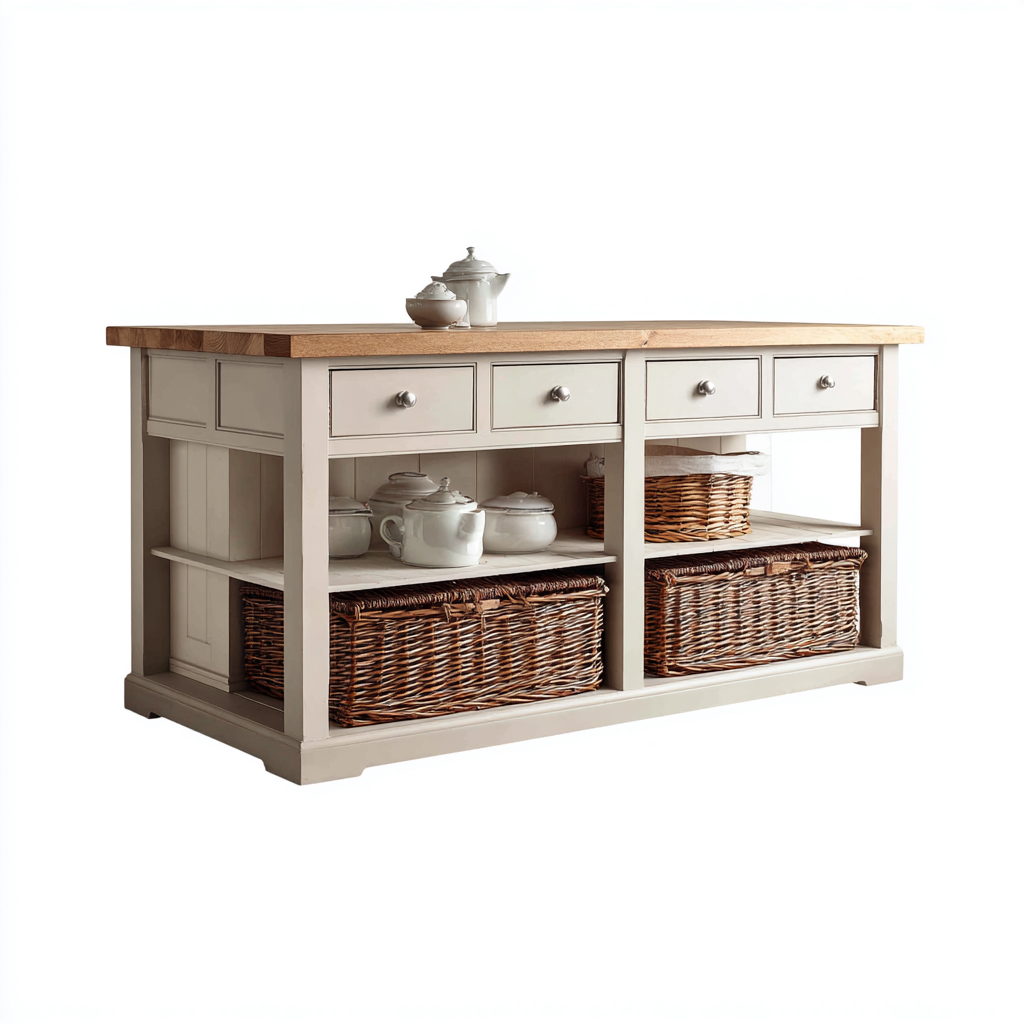 Isla de cocina madera 150x70x90 cm beige-madera - para cocina - diseño funcional-Javoraiahouse