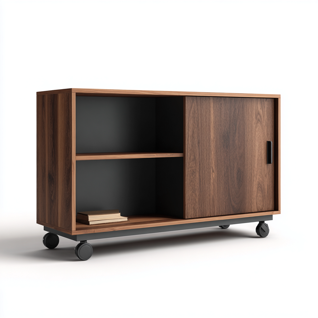 Archivadores madera metal 90x40x65 cm nogal-negro - para oficina - diseño moderno-Javoraiahouse