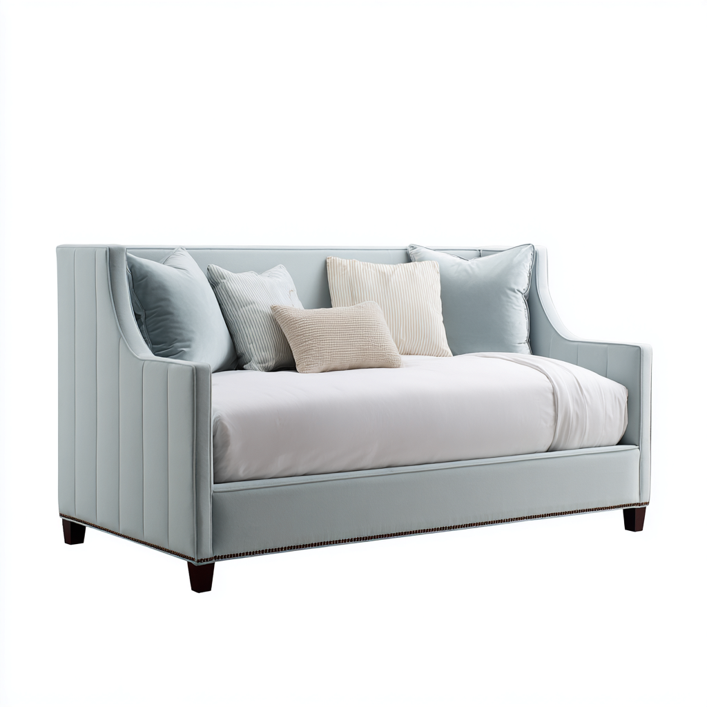 Sofás cama tapizado 195x90x100 cm - azul claro - diseño moderno para salón-Javoraiahouse