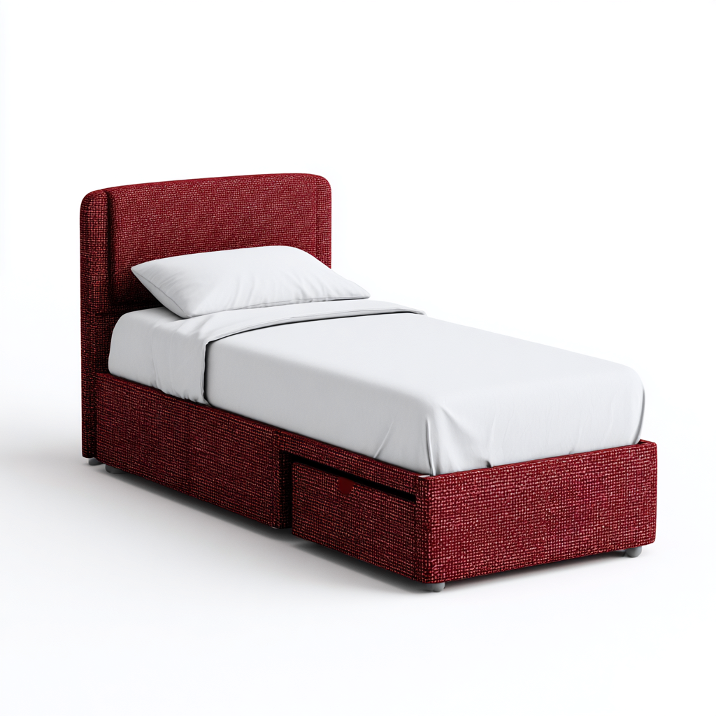 Camas individuales tapizada 200x95x90 cm - rojo - diseño moderno con almacenaje para dormitorio-Javoraiahouse