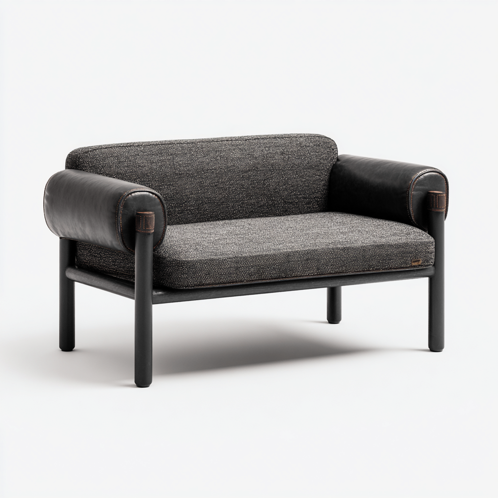 Sofás de 2 plazas estructura metálica 125x70x75 cm - negro-gris oscuro - diseño moderno para salón-Javoraiahouse
