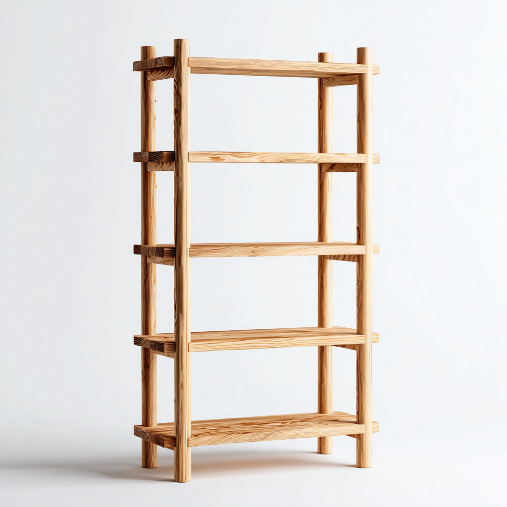 Estantería de madera 75x28x155 cm - color natural - diseño abierto-Javoraiahouse