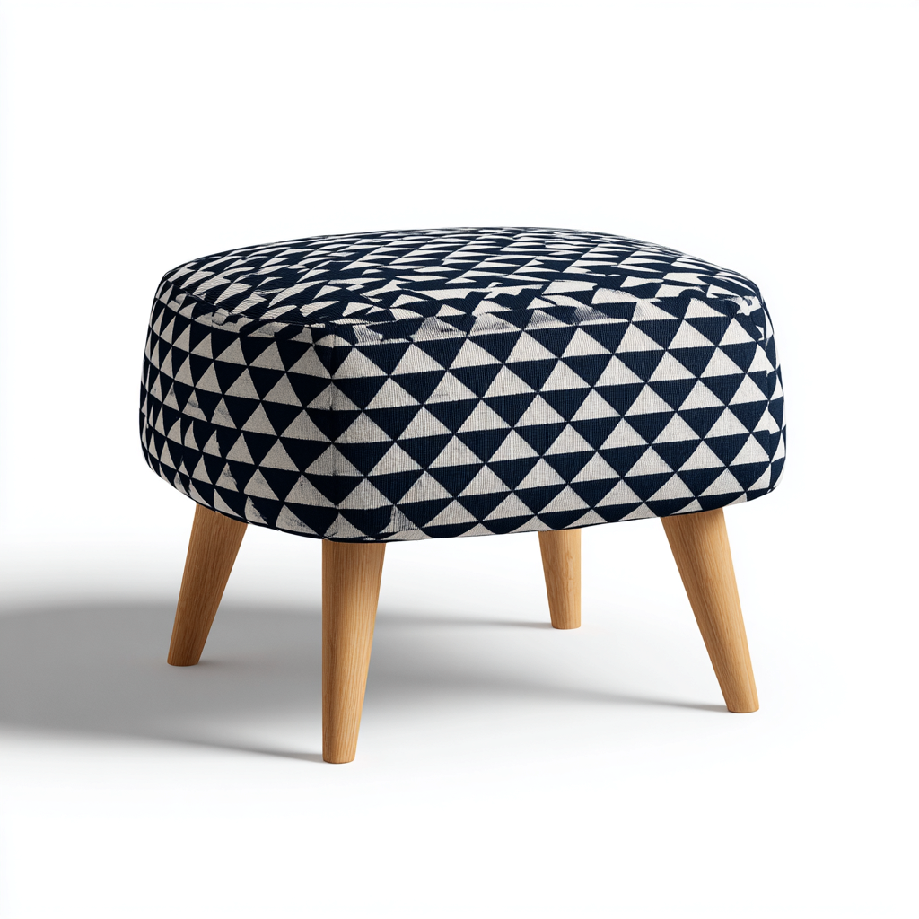 Reposapiés tapizado 45x45x45 cm - azul-blanco - diseño moderno para salón-Javoraiahouse