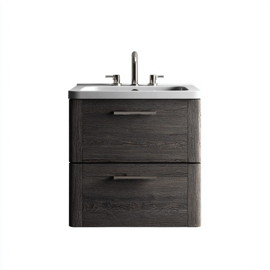 Muebles de baño con lavabo madera 80x45x85 cm marrón oscuro para cuarto de baño moderno - diseño contemporáneo-Javoraiahouse