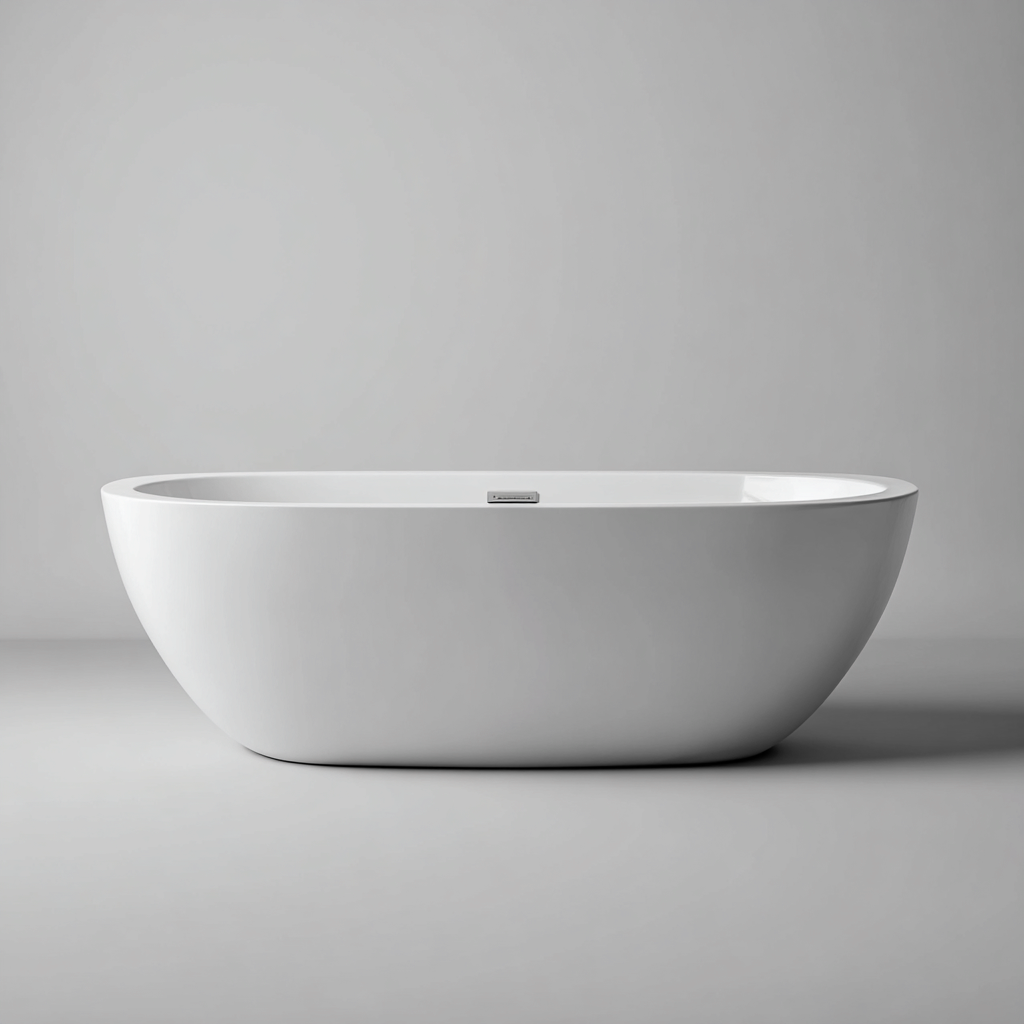Bañera exenta acrílica 160x75x58 cm - blanca - diseño moderno ovalado-Javoraiahouse