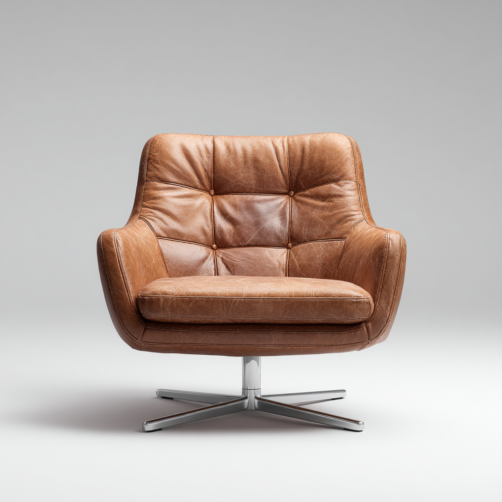 Silla de oficina cuero 75x70x95 cm marrón diseño giratorio-Javoraiahouse