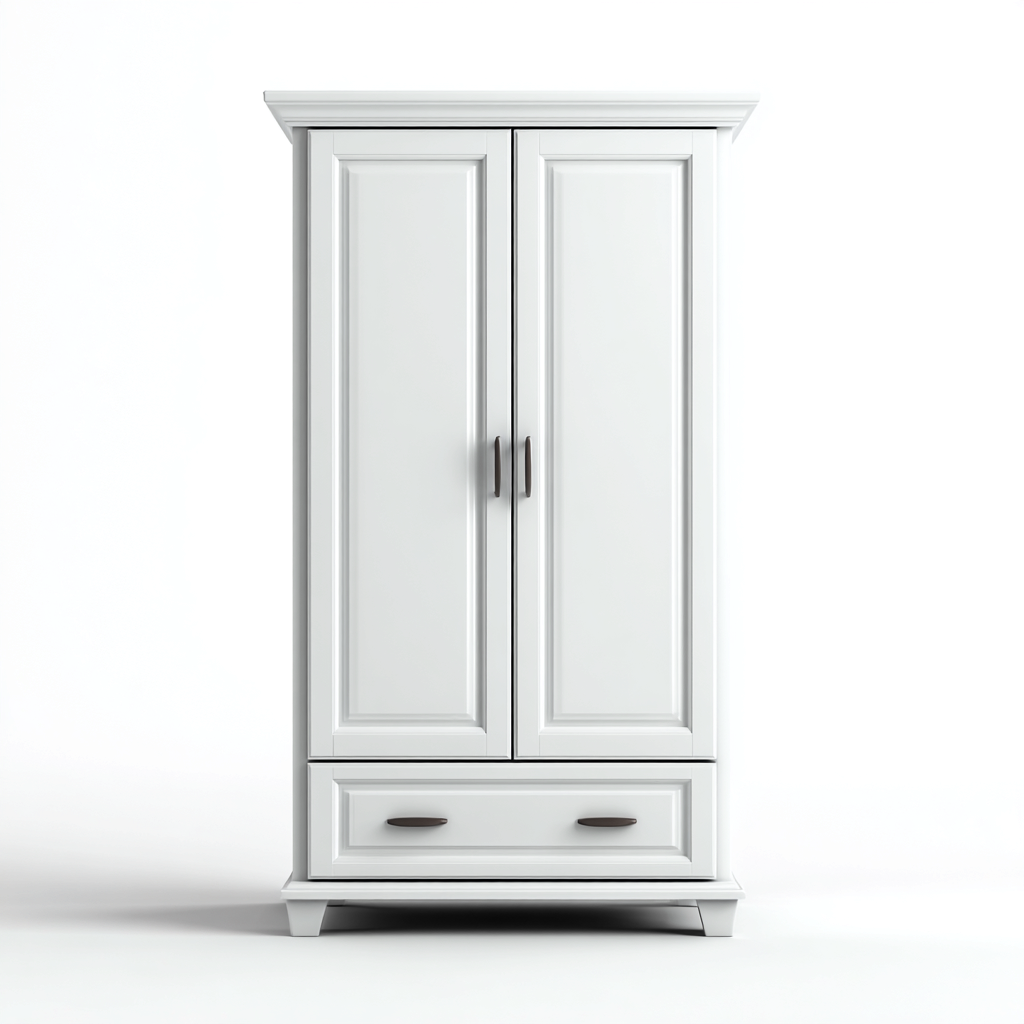 Armarios de almacenamiento 90x55x185 cm blanco con 2 puertas y 1 cajón - diseño clásico-Javoraiahouse