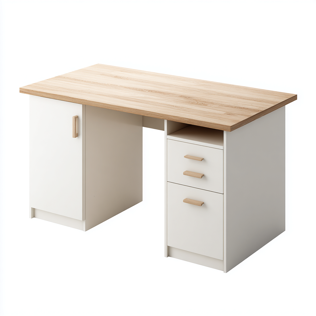 Mesas de oficina tradicional 140x60x75 cm - blanco-natural - diseño práctico moderno-Javoraiahouse
