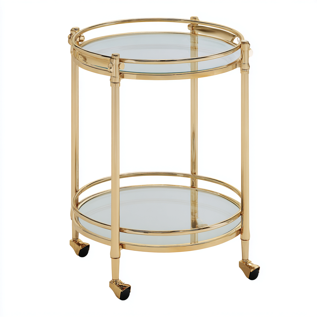 Carrito de cocina metal vidrio 55x55x78 cm transparente-dorado - para cocina - diseño moderno-Javoraiahouse