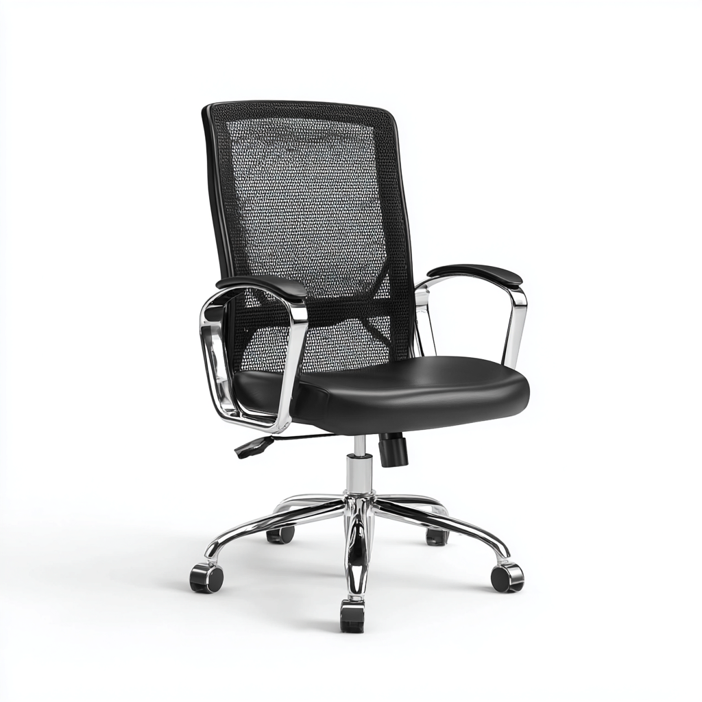 Sillas de oficina ergonómicas respaldo de malla 60x59x105 cm - negro-cromado - con ruedas ajustable para escritorio-Javoraiahouse