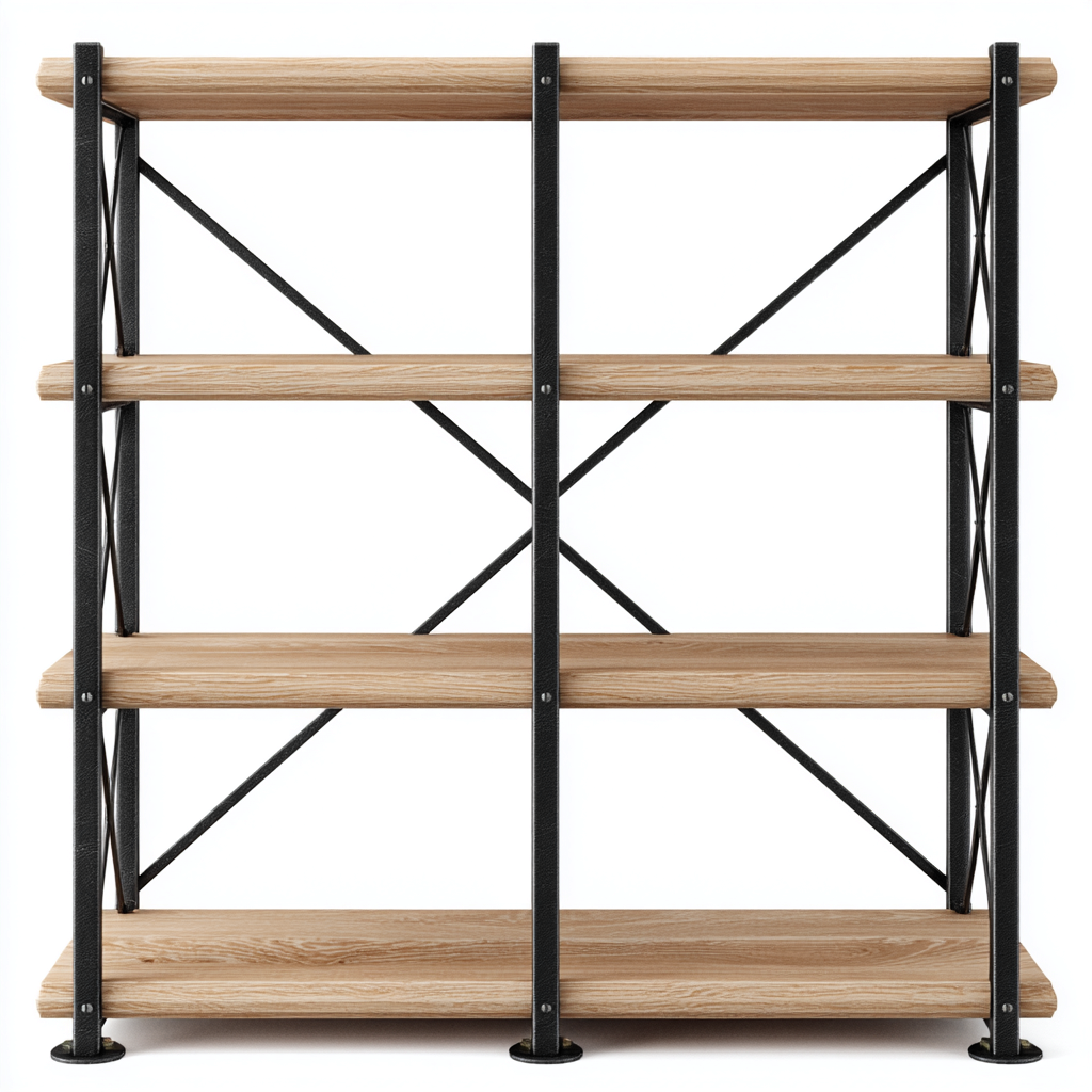 Estanterías metal y madera 100x35x120 cm - negro-madera - diseño industrial-Javoraiahouse