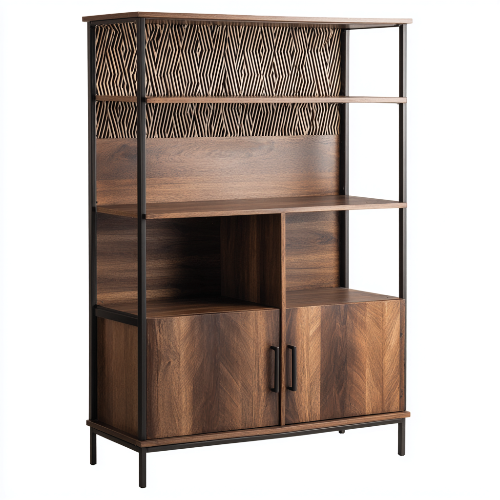 Estanterías madera metal 90x35x180 cm marrón-negro - para salón - diseño moderno-Javoraiahouse