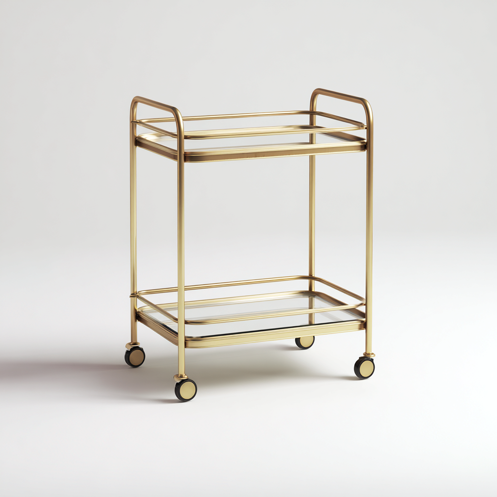 Carrito de cocina 66x40x86 cm - dorado-transparente - diseño moderno con ruedas-Javoraiahouse