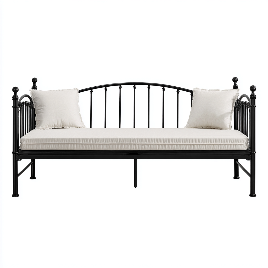 Sofás cama estructura metálica 200x90x100 cm - negro - diseño clásico para salón-Javoraiahouse