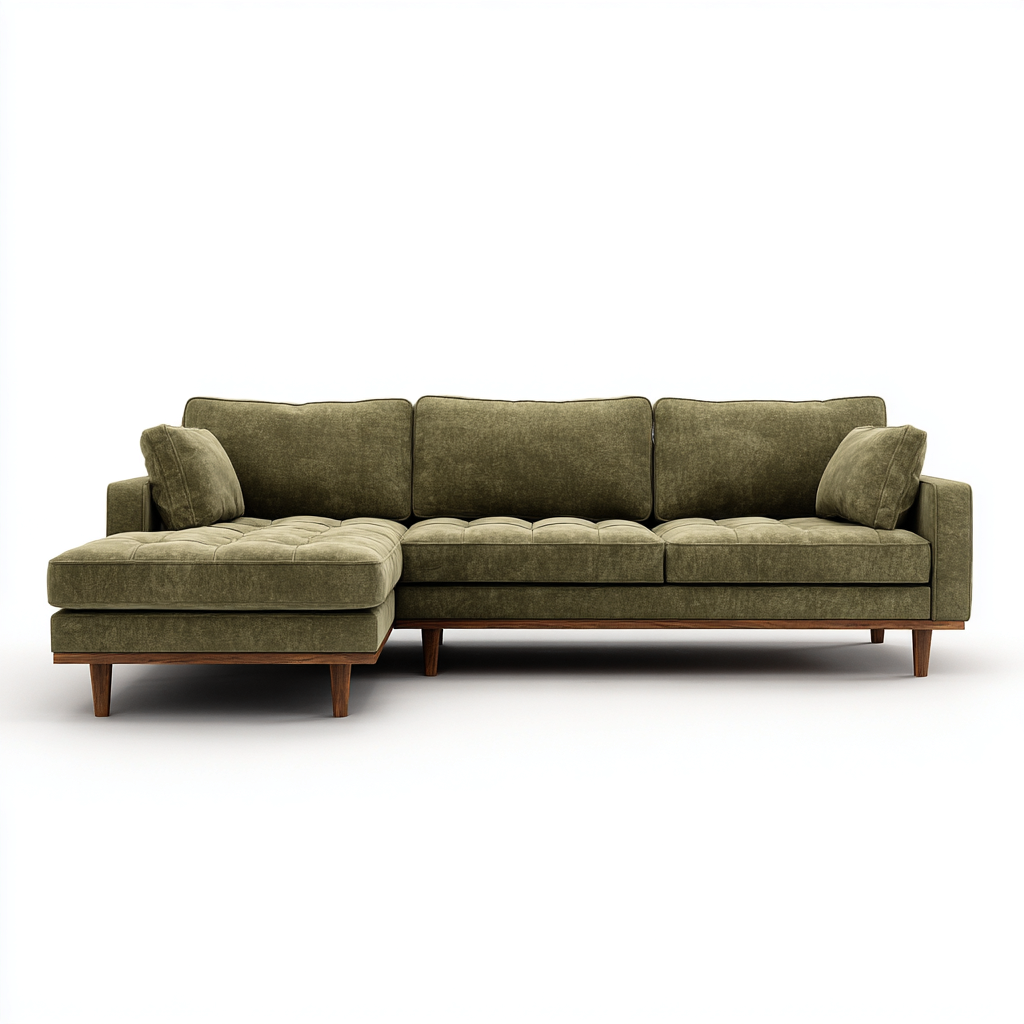 Sofá rinconero tapizado 260x160x85 cm - verde oliva - diseño moderno para salón-Javoraiahouse