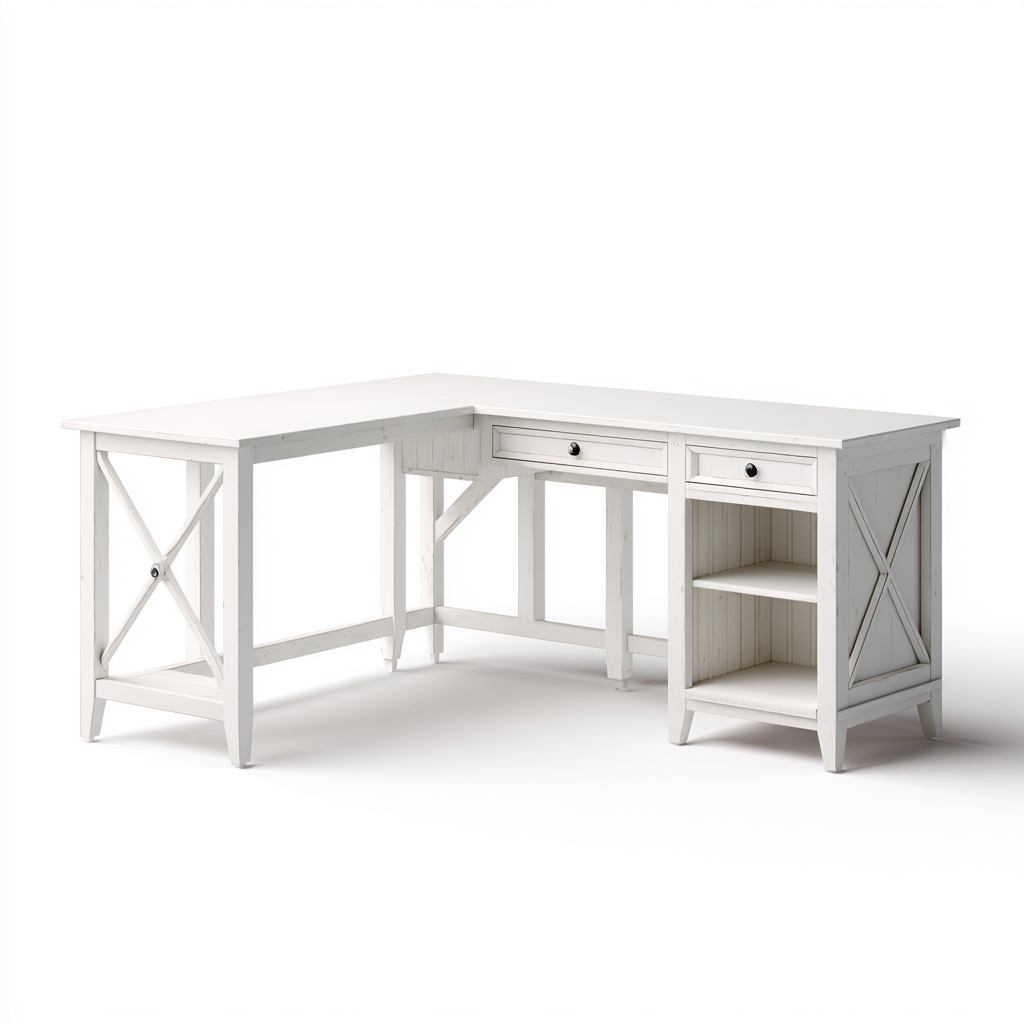 Mesas de oficina madera 150x150x76 cm - blanco - diseño en L-Javoraiahouse