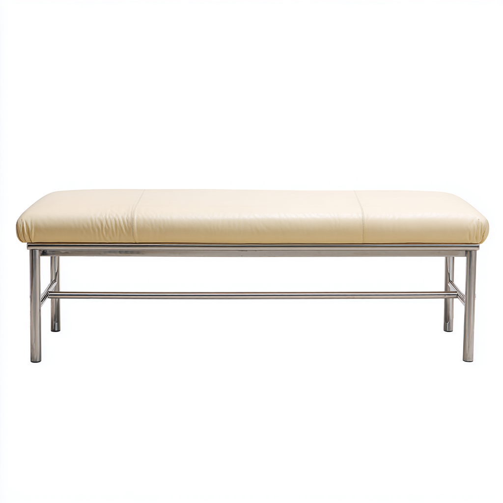 Banco de dormitorio piel asiento acolchado 120x40x45 cm crema - diseño moderno para dormitorio-Javoraiahouse
