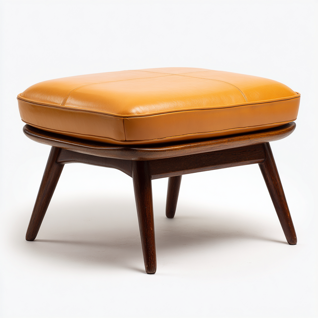 Reposapiés tapizado 50x40x42 cm - marrón-mostaza - diseño retro-Javoraiahouse
