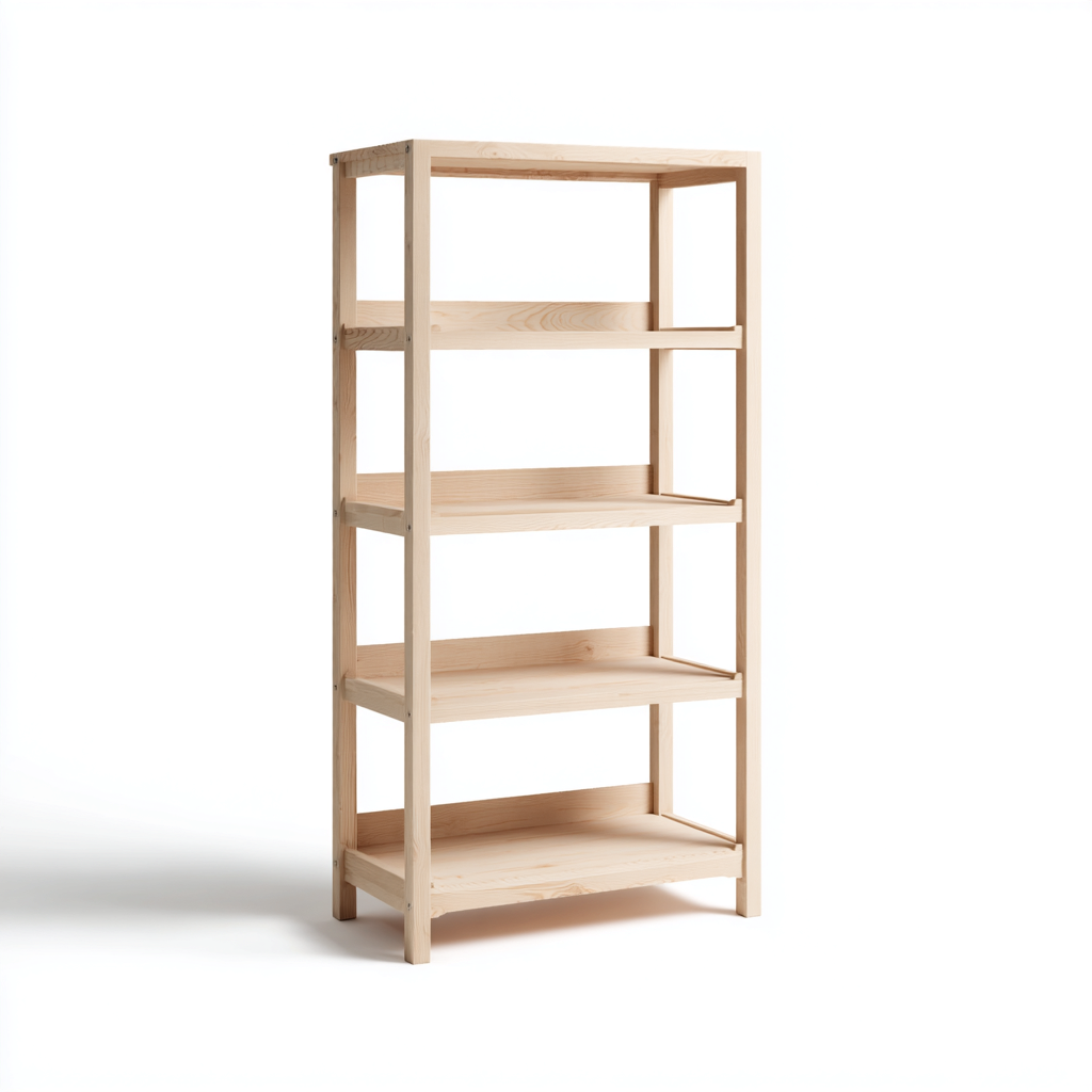 Estantería madera maciza 60x35x165 cm natural - con almacenamiento abierto - estilo nórdico-Javoraiahouse