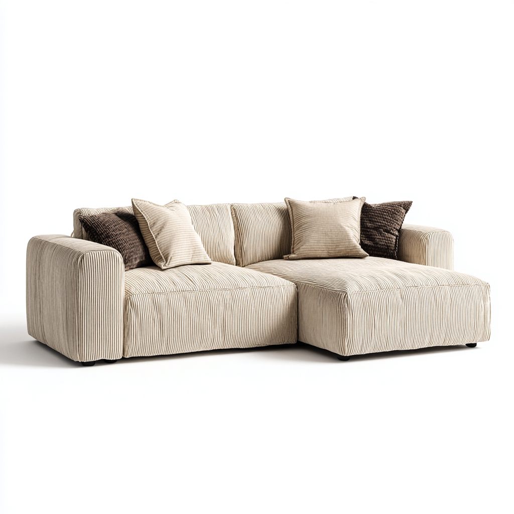 Sofá rinconero pana 260x170x88 cm - beige arena - estilo acogedor-Javoraiahouse
