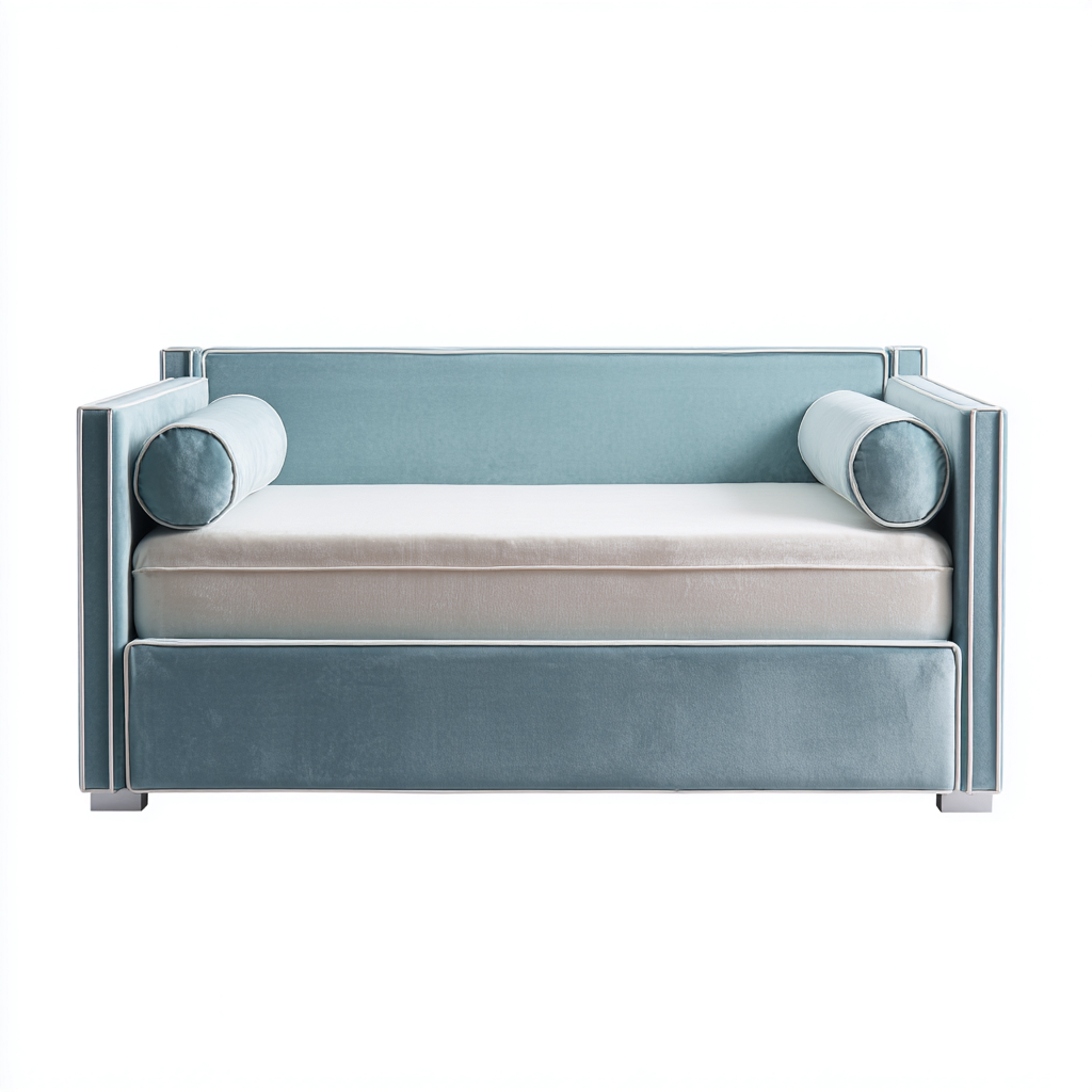 Sofás cama tapizado 200x90x85 cm - azul claro-beige - diseño moderno-Javoraiahouse