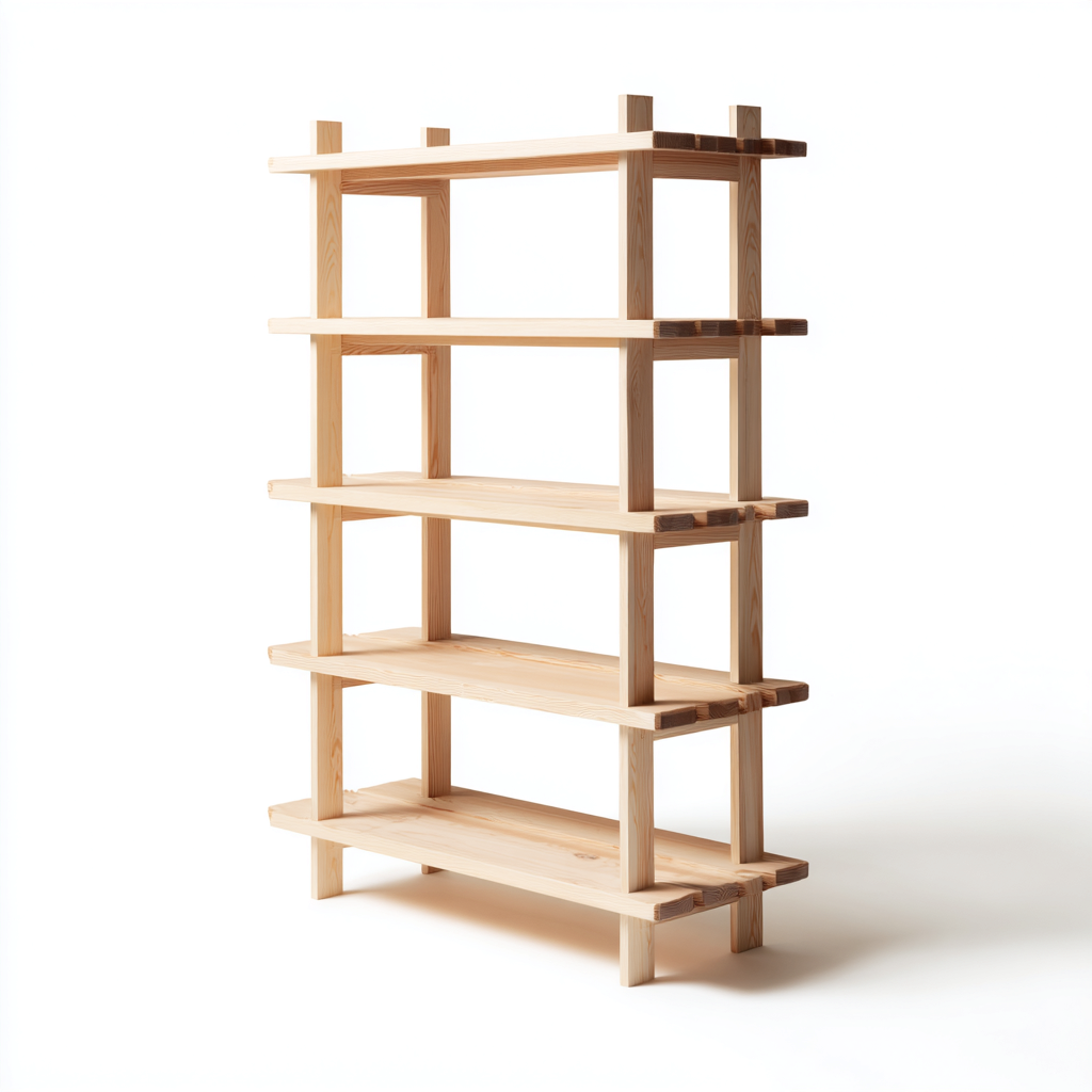 Estantería madera maciza 90x35x150 cm natural - con almacenamiento abierto - estilo nórdico-Javoraiahouse