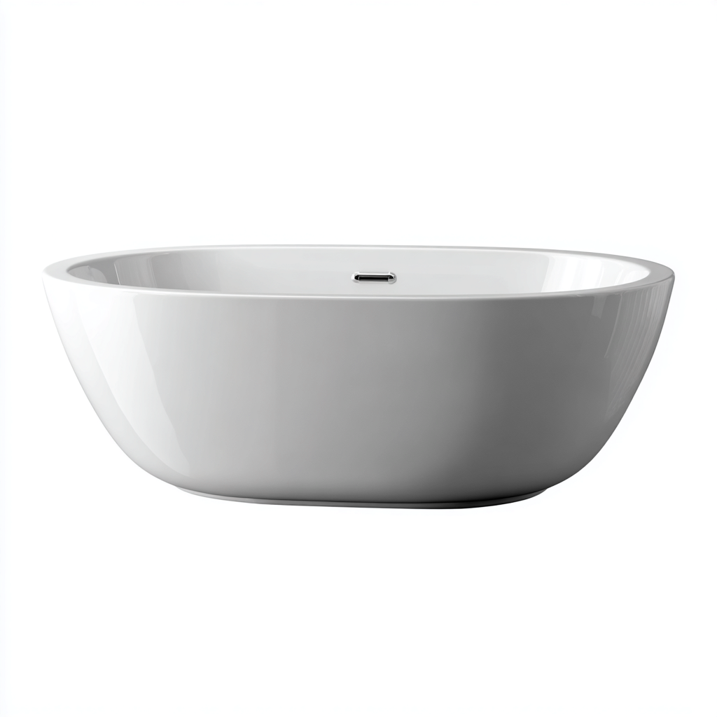 Bañera exenta acrílica 160x75x55 cm blanco para baño moderno - diseño minimalista-Javoraiahouse