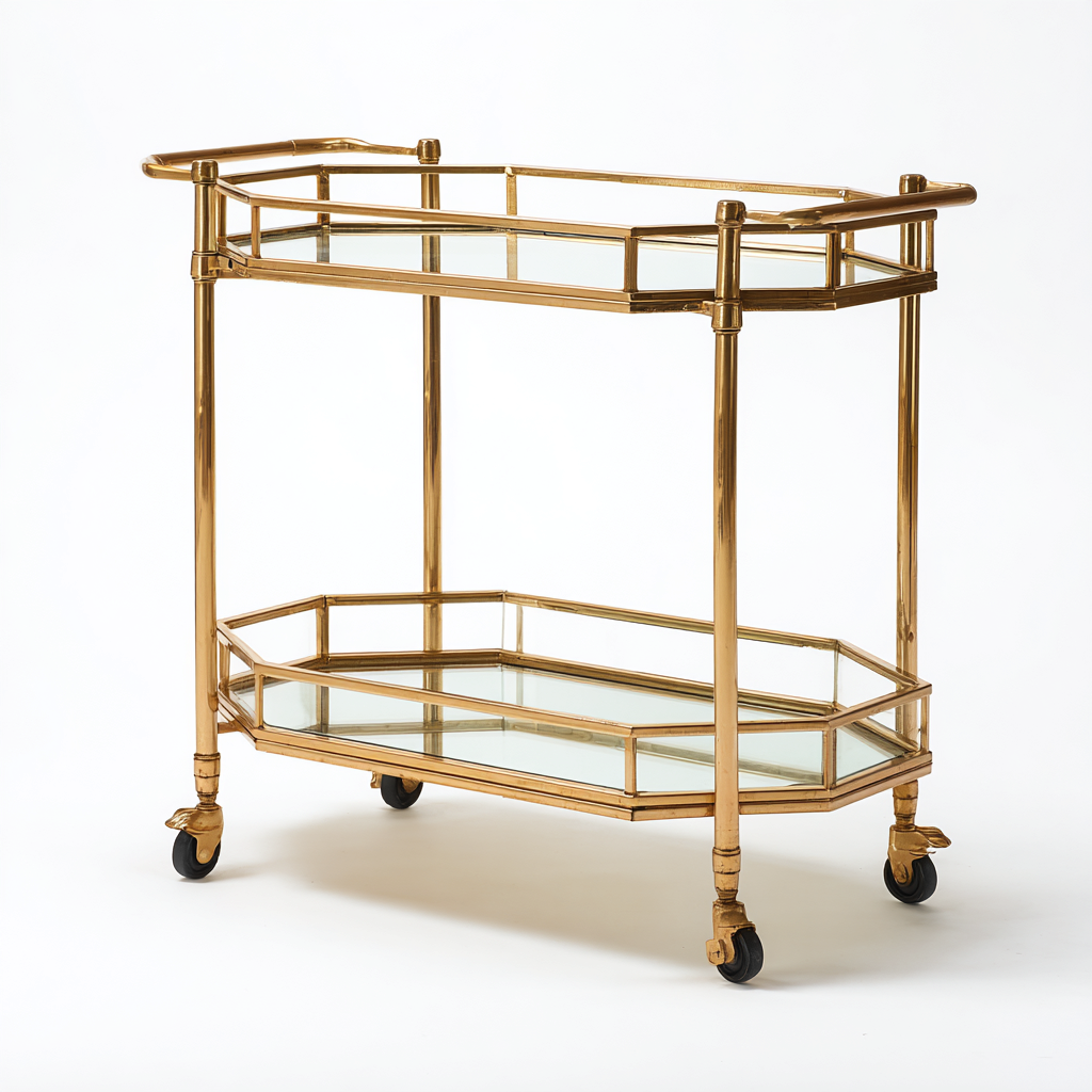 Carrito de cocina metal y vidrio 70x40x85 cm - oro - diseño elegante-Javoraiahouse