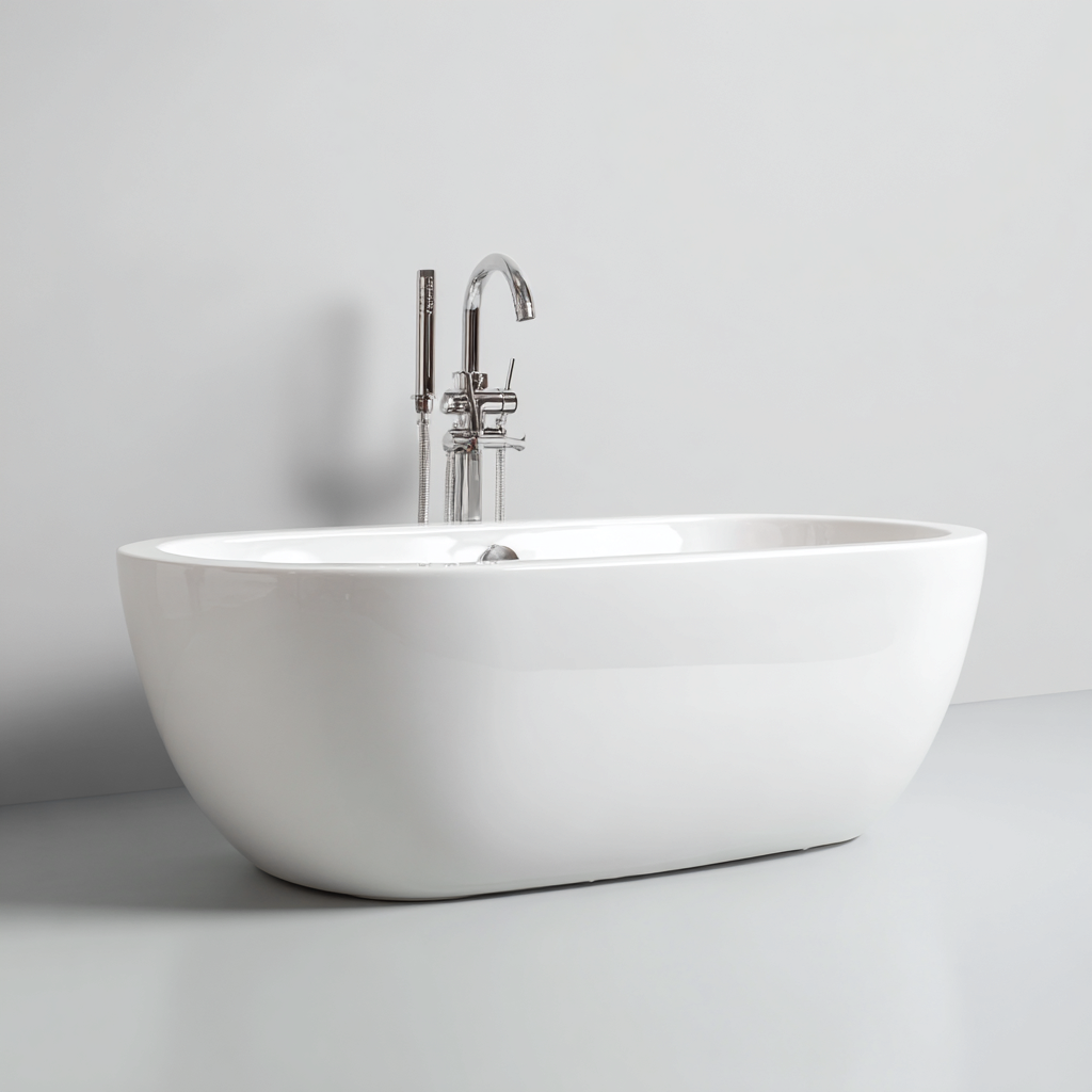 Bañera exenta acrílica 165x80x60 cm - blanca - diseño moderno ovalado profundo-Javoraiahouse