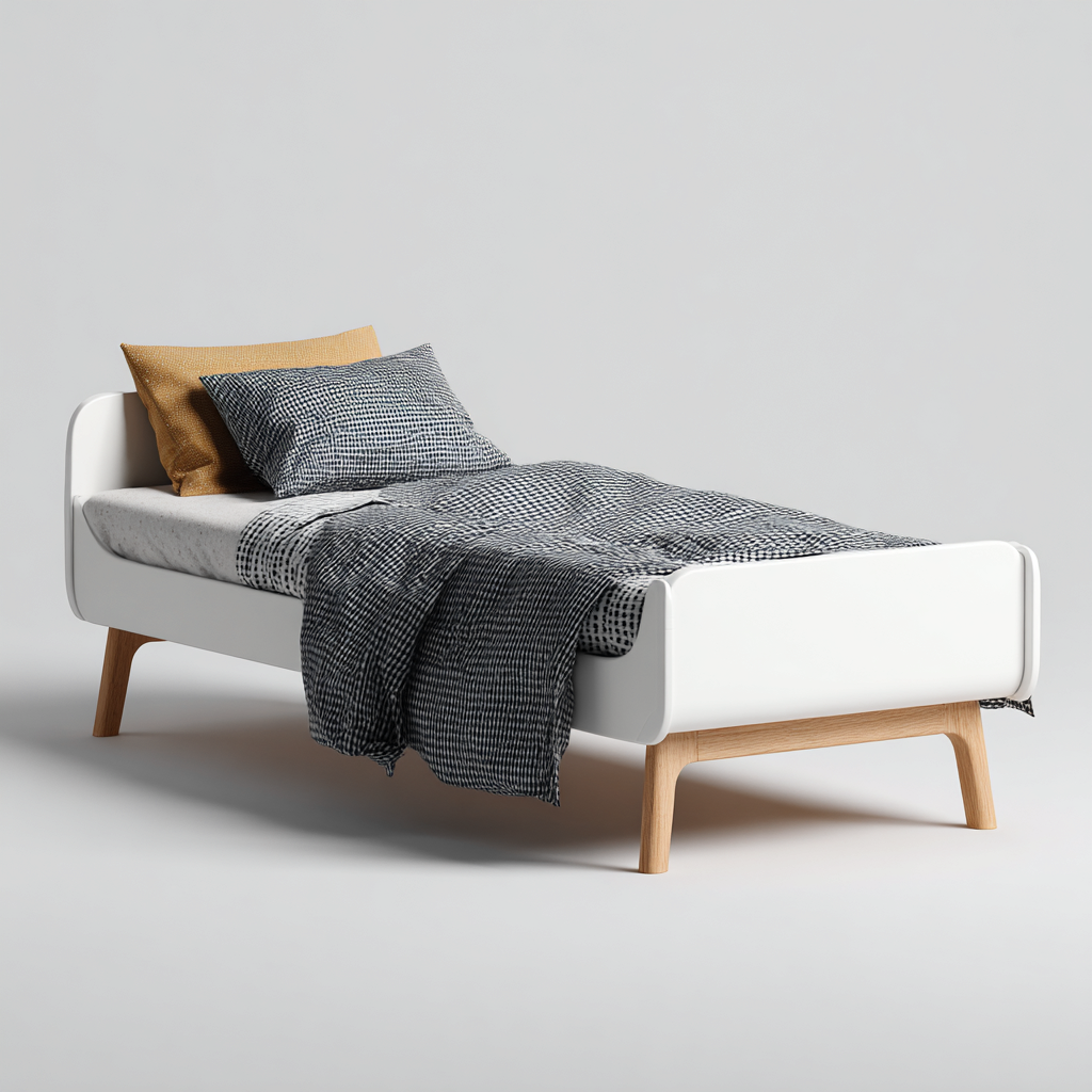Camas individuales madera y acabado blanco 200x100x78 cm - blanco-roble claro - diseño moderno-Javoraiahouse