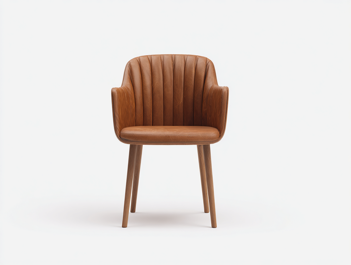 Sillas de comedor 58x55x86 cm - cuero sintético marrón y patas de madera - diseño moderno para comedor-Hasoljahome