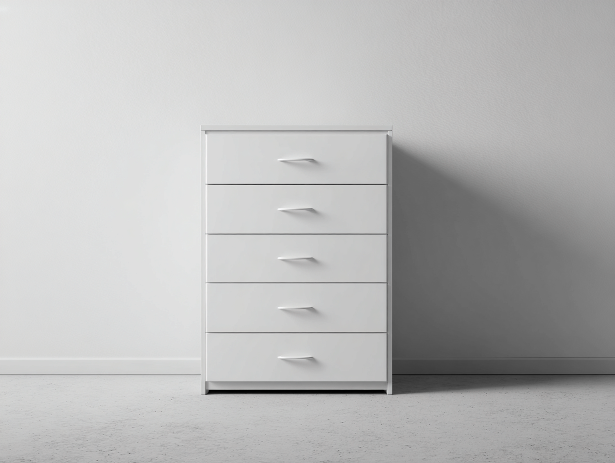 Cómodas blancas 70x40x95 cm para dormitorio - diseño moderno con 5 cajones-Hasoljahome