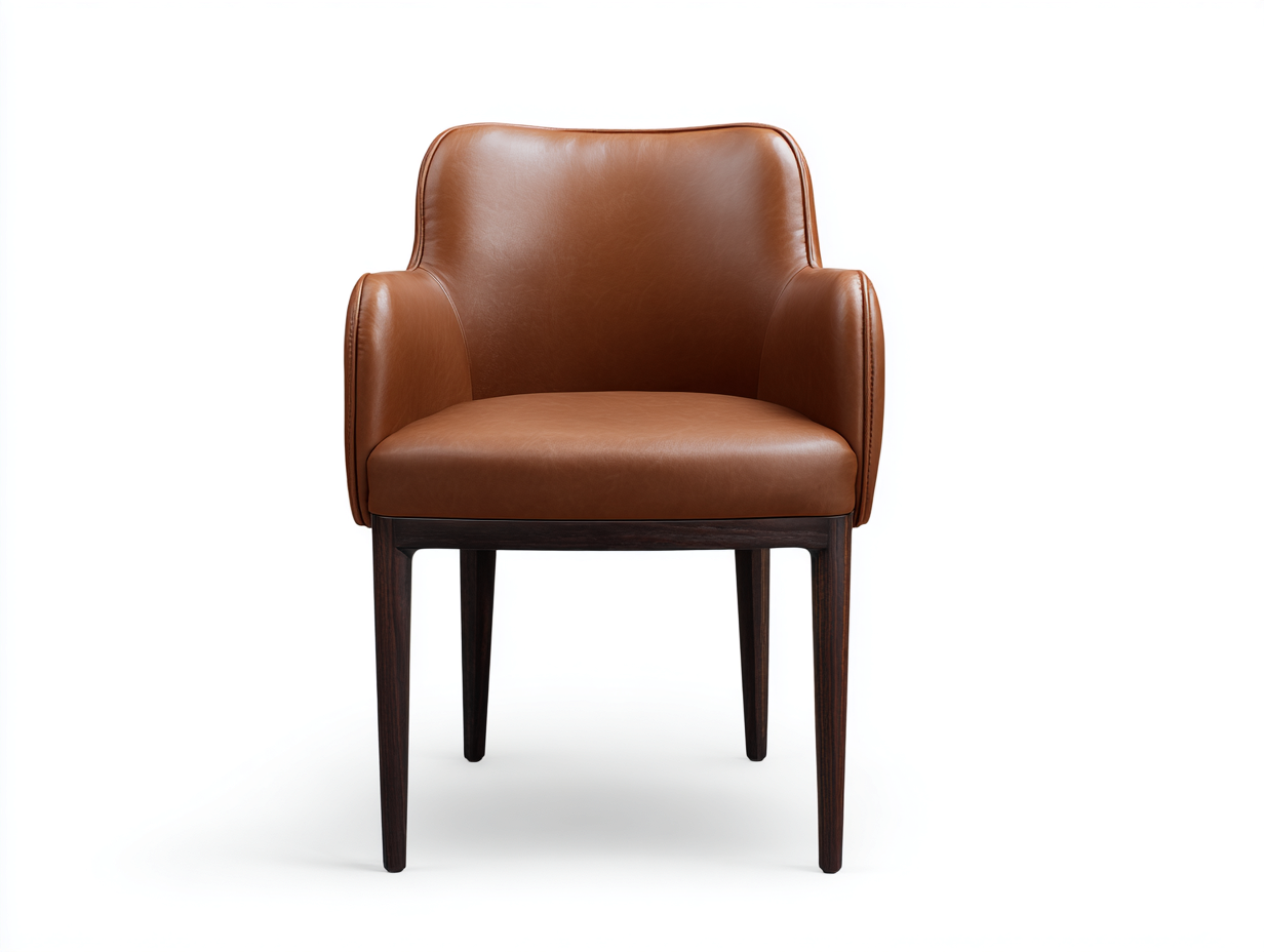 Sillas de comedor 60x56x87 cm - cuero sintético marrón y patas de madera oscura - diseño elegante para comedor-Hasoljahome