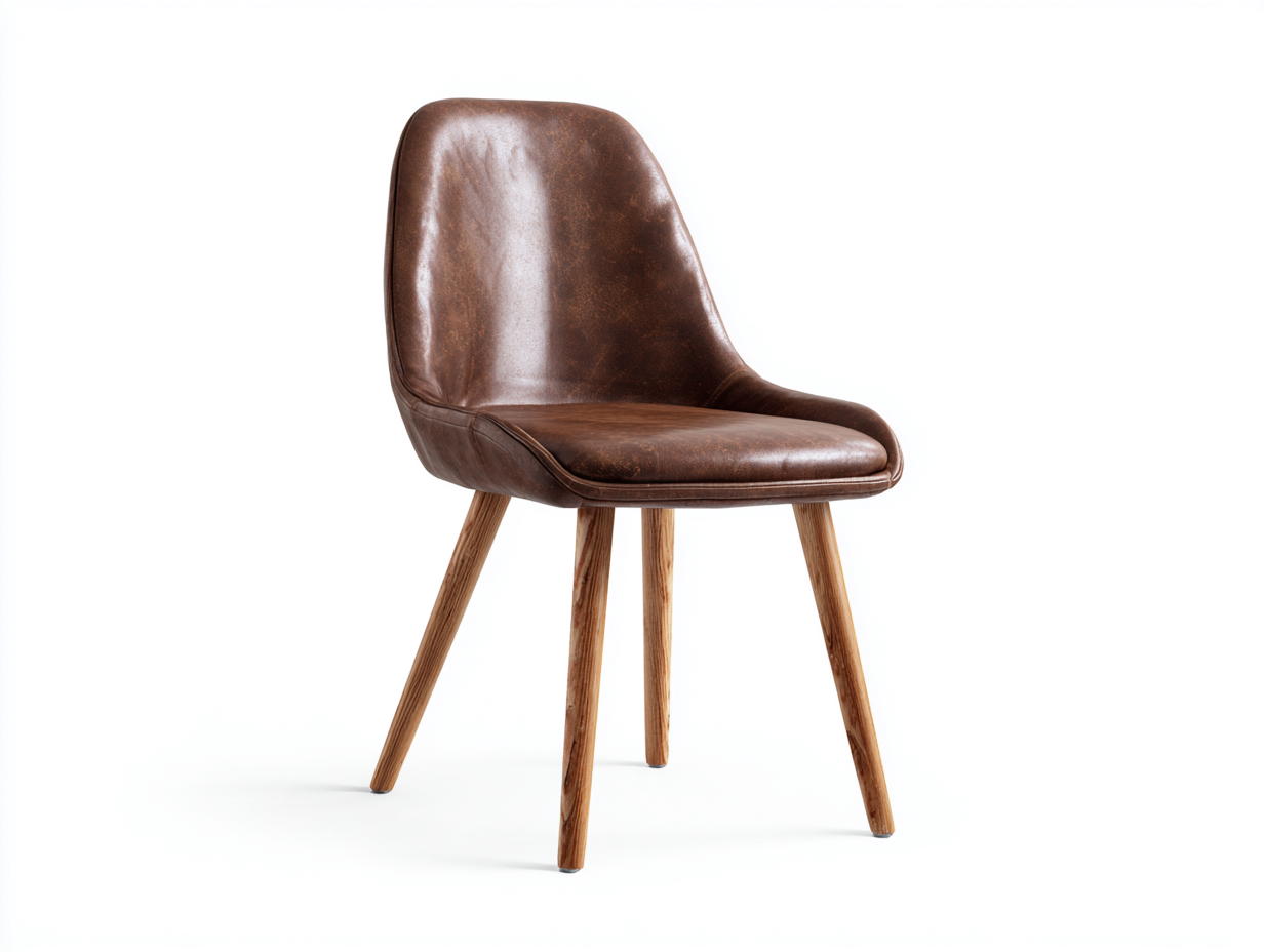 Sillas de comedor 50x54x84 cm - cuero sintético marrón oscuro y patas de madera - diseño vintage para comedor-Hasoljahome