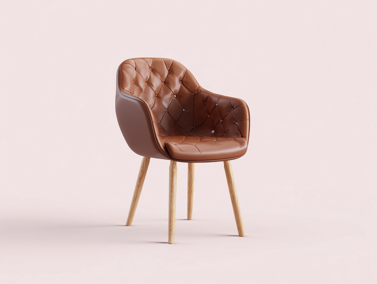 Sillas de comedor 58x55x82 cm - polipiel marrón y patas de madera - diseño acolchado para comedor-Hasoljahome