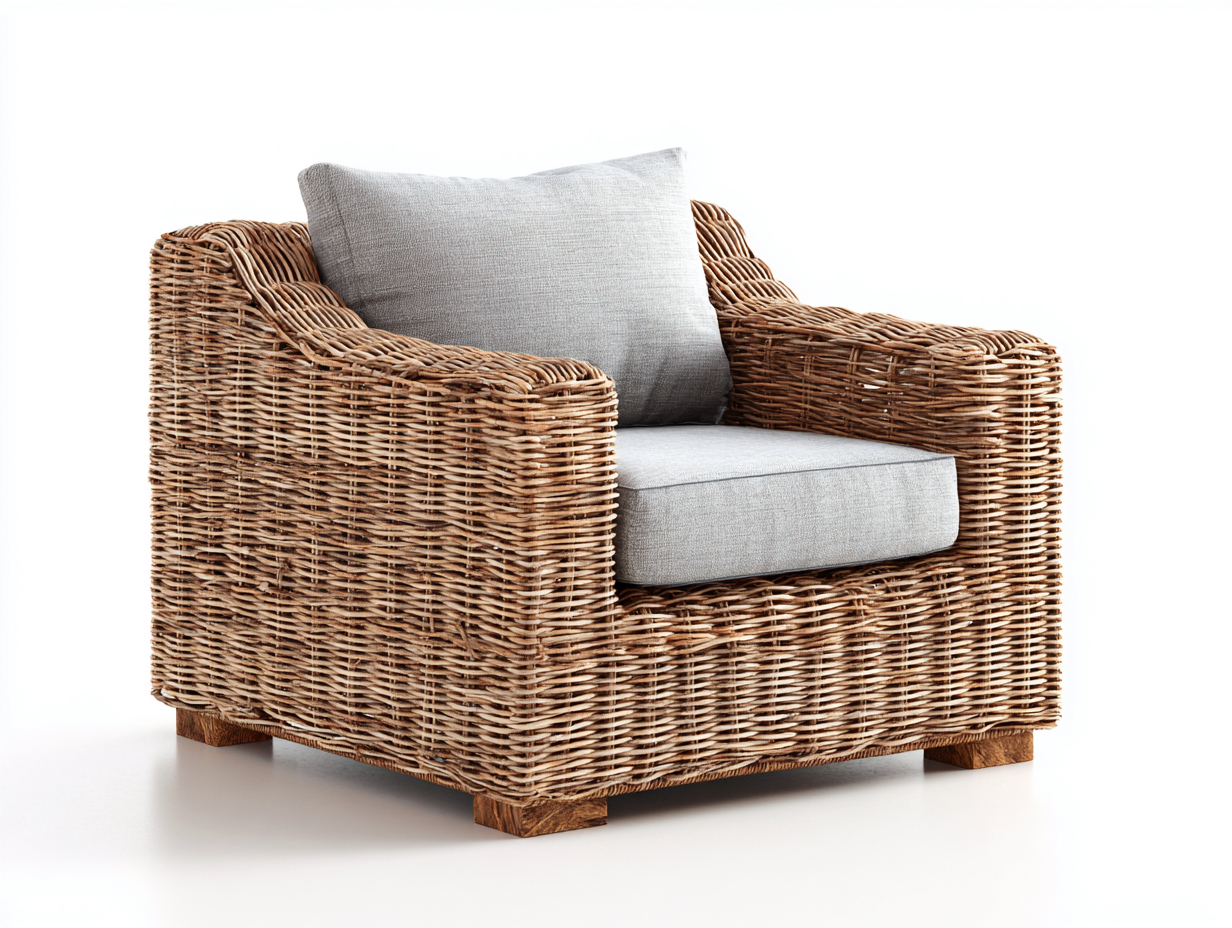 Sillones de ratán ratán natural 90x85x78 cm - Marrón-Gris claro - Estilo rústico-Hasoljahome