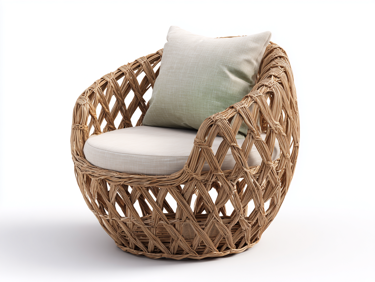 Sillones de ratán ratán natural 88x82x80 cm - Beige claro - Estilo bohemio-Hasoljahome