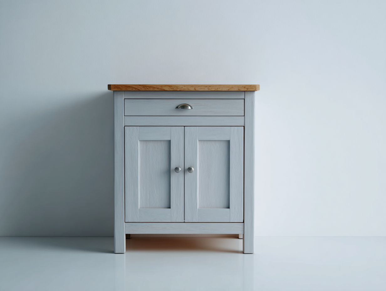 Aparadores grises y madera natural 60x40x85 cm para salón - diseño rústico con 2 puertas y 1 cajón-Hasoljahome