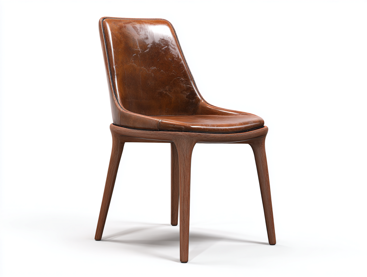 Sillas de comedor 48x54x86 cm - polipiel marrón y patas de madera - diseño moderno para comedor-Hasoljahome