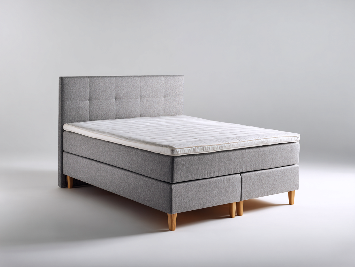 Camas dobles tapizadas en tela gris claro 210x160x105 cm para dormitorio - diseño moderno con cabecero acolchado-Hasoljahome