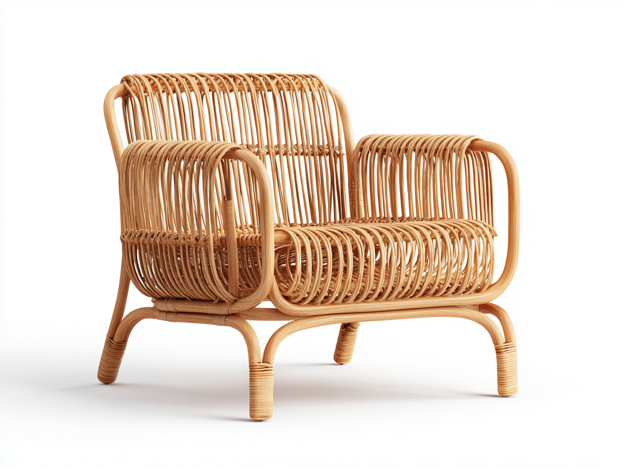 Sillones de ratán 95x72x82 cm - ratán marrón claro - diseño natural con reposabrazos para jardín-Hasoljahome