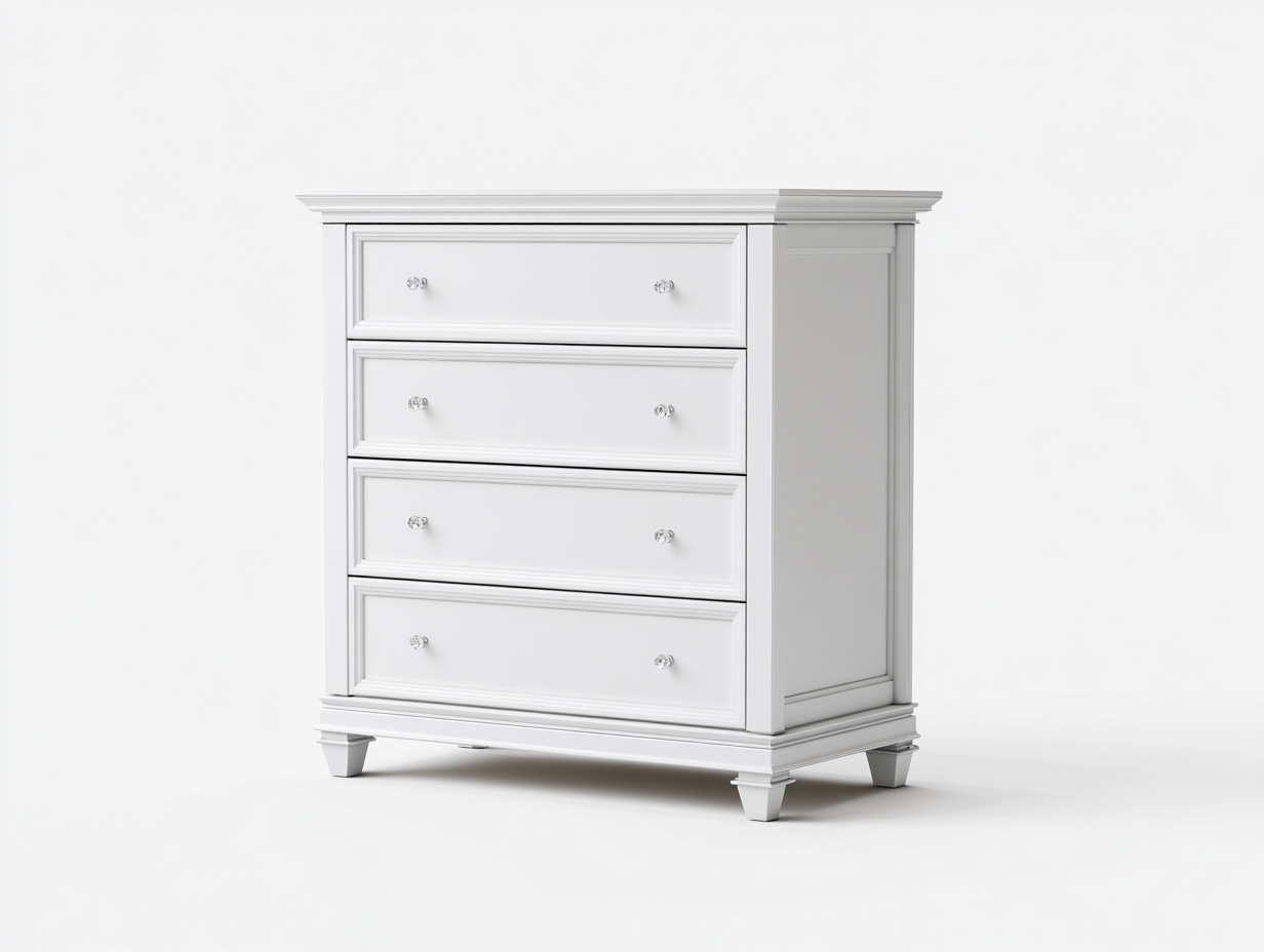 Cómodas de madera 92x44x98 cm - blanco - con 4 cajones y estilo clásico para dormitorio-Hasoljahome