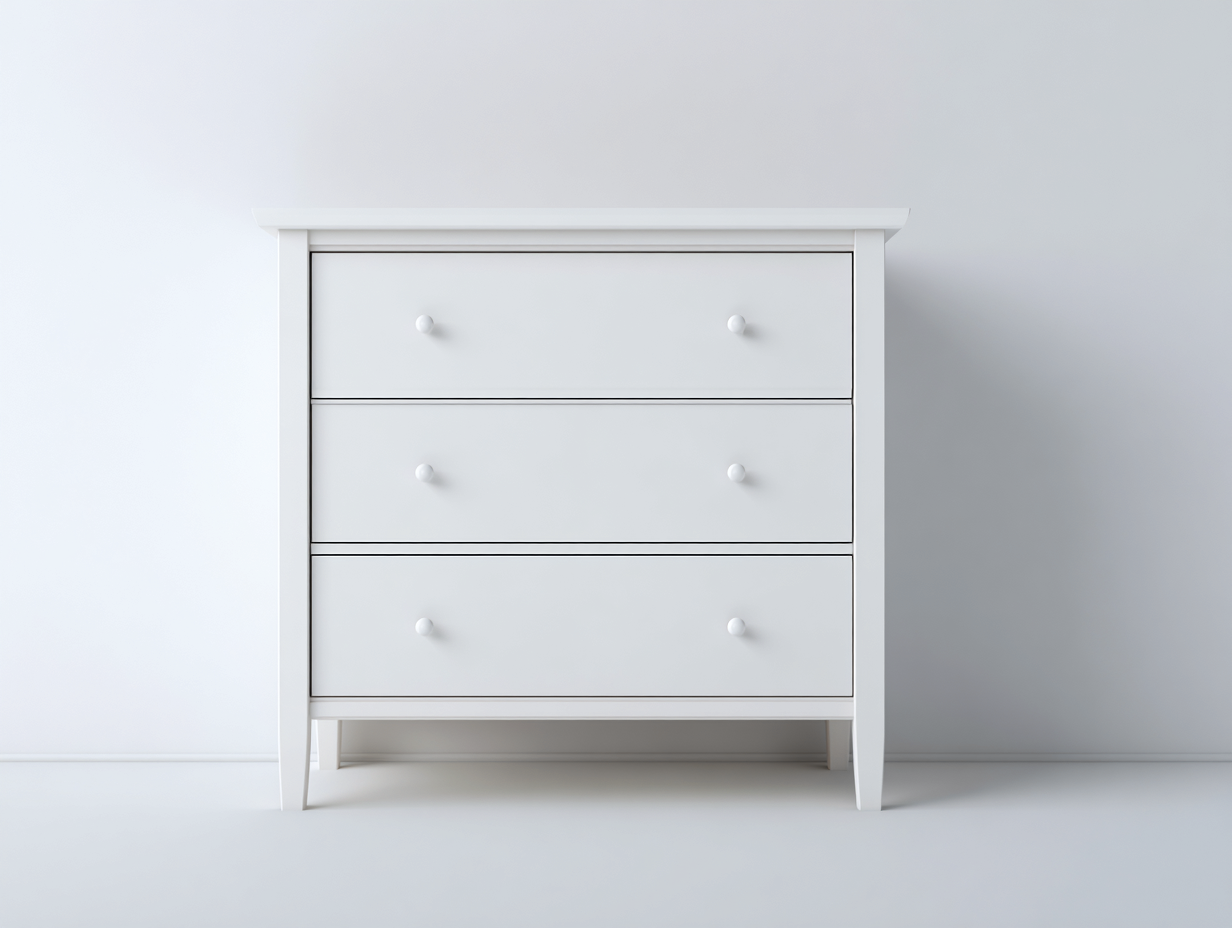 Cómodas 85x42x88 cm - madera blanca con 3 cajones - diseño clásico para dormitorio-Hasoljahome