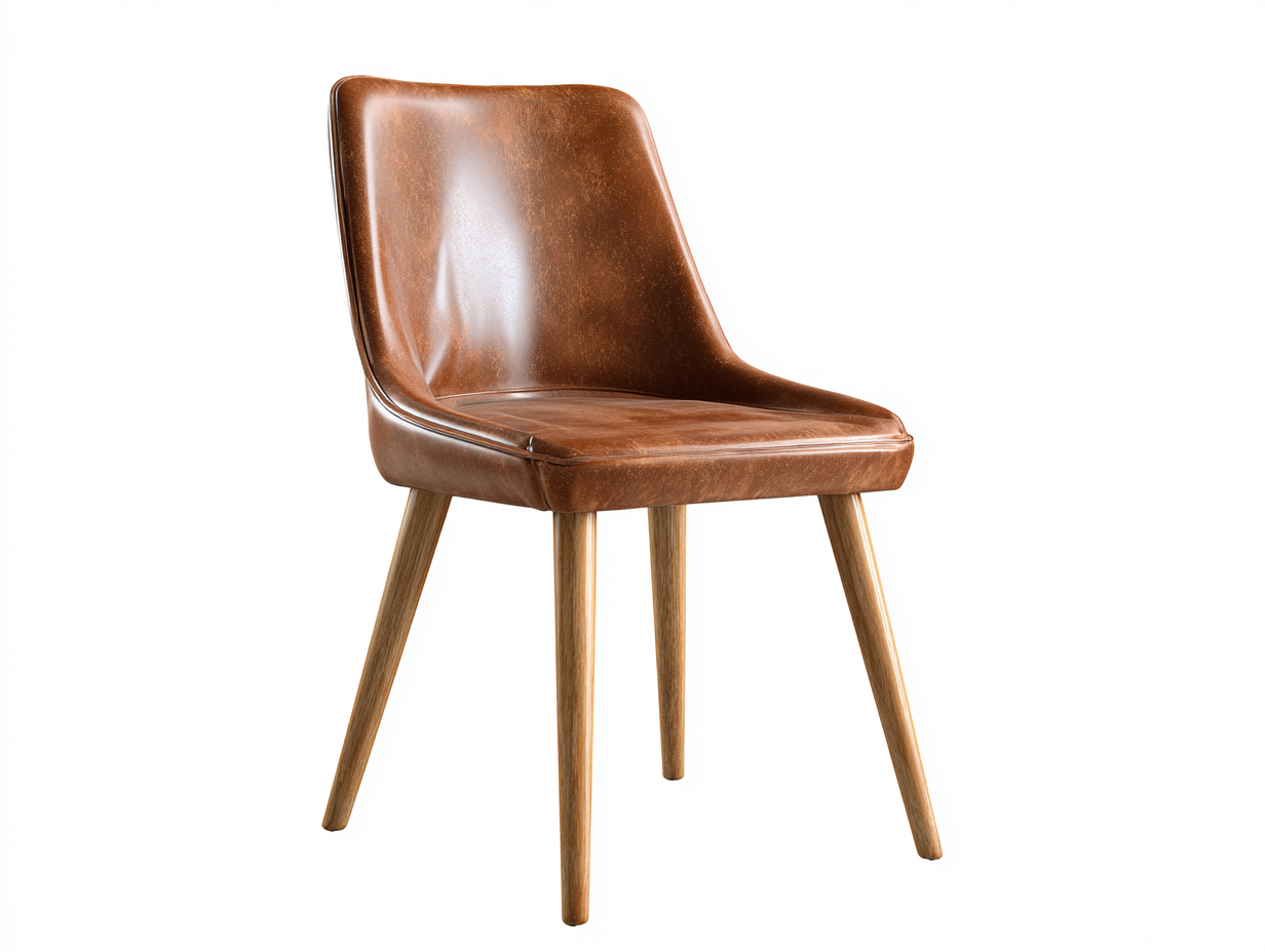 Sillas de comedor tapizadas en cuero sintético 47x56x84 cm - marrón vintage-roble natural - con diseño moderno para comedor-Hasoljahome