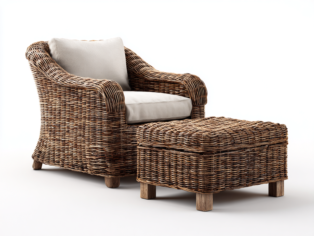 Sillones de ratán ratán natural 96x88x92 cm - Marrón-Beige - Diseño acogedor-Hasoljahome