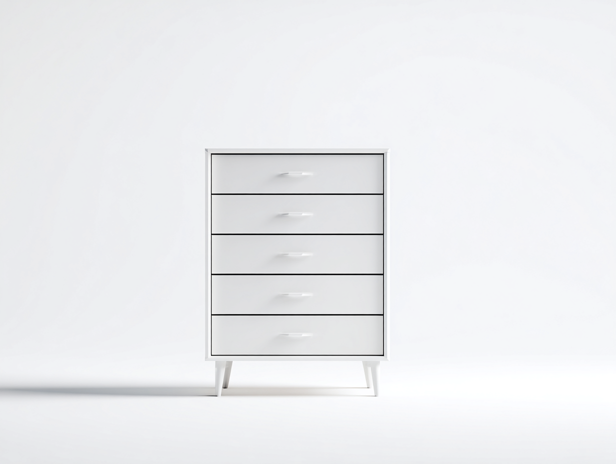 Cómodas de madera 62x40x108 cm - blanco - con 5 cajones y diseño escandinavo para dormitorio-Hasoljahome