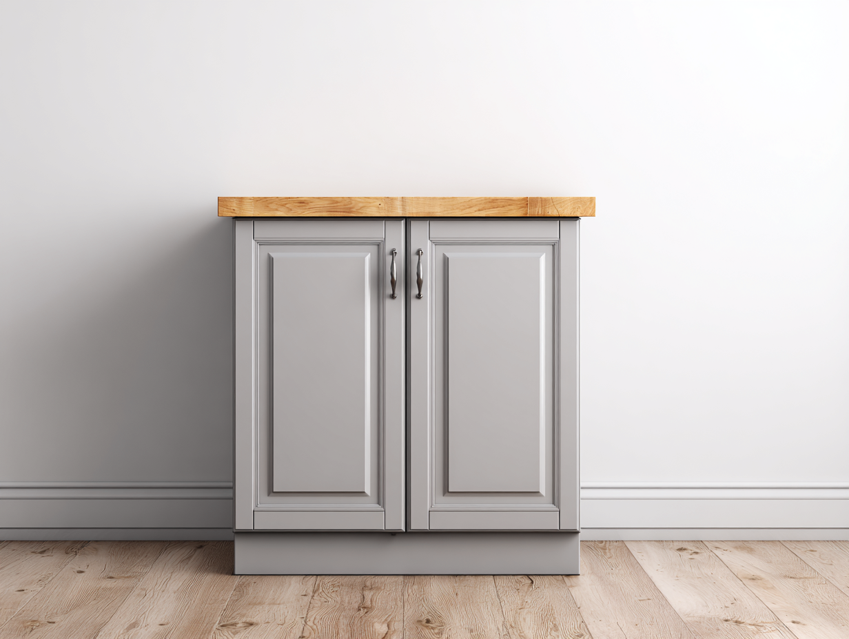 Aparadores de madera 82x42x95 cm - gris claro-roble natural - con 2 puertas y diseño clásico para salón y comedor-Hasoljahome