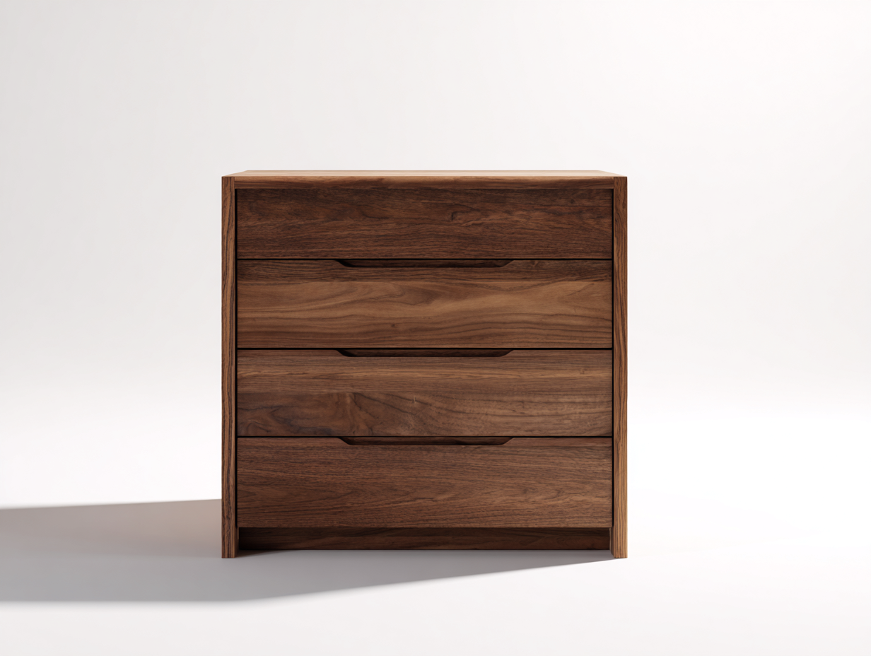 Cómodas de madera 85x42x90 cm - nogal - con 4 cajones y diseño moderno para dormitorio-Hasoljahome