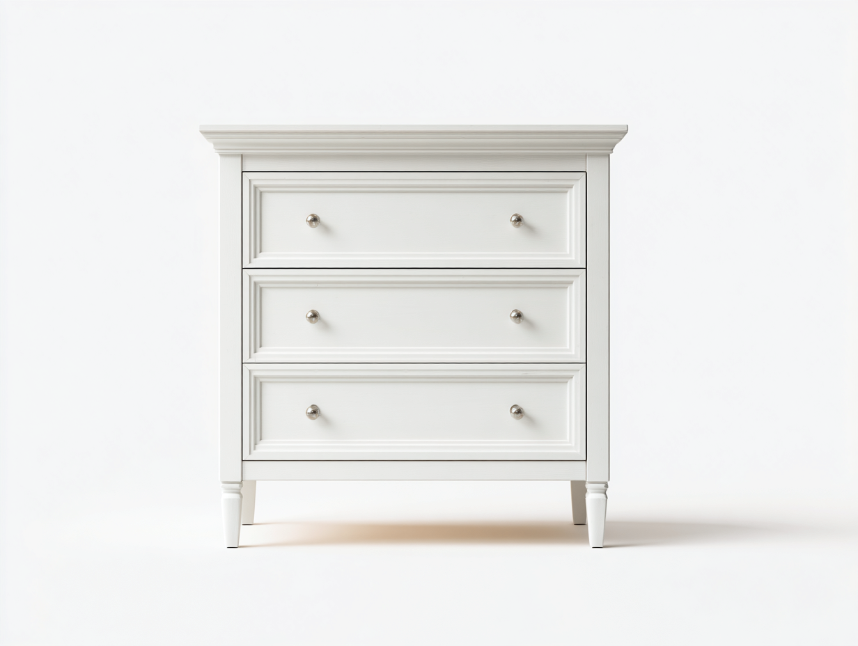 Cómodas 85x42x90 cm - madera blanca con 3 cajones - diseño clásico elegante para dormitorio-Hasoljahome